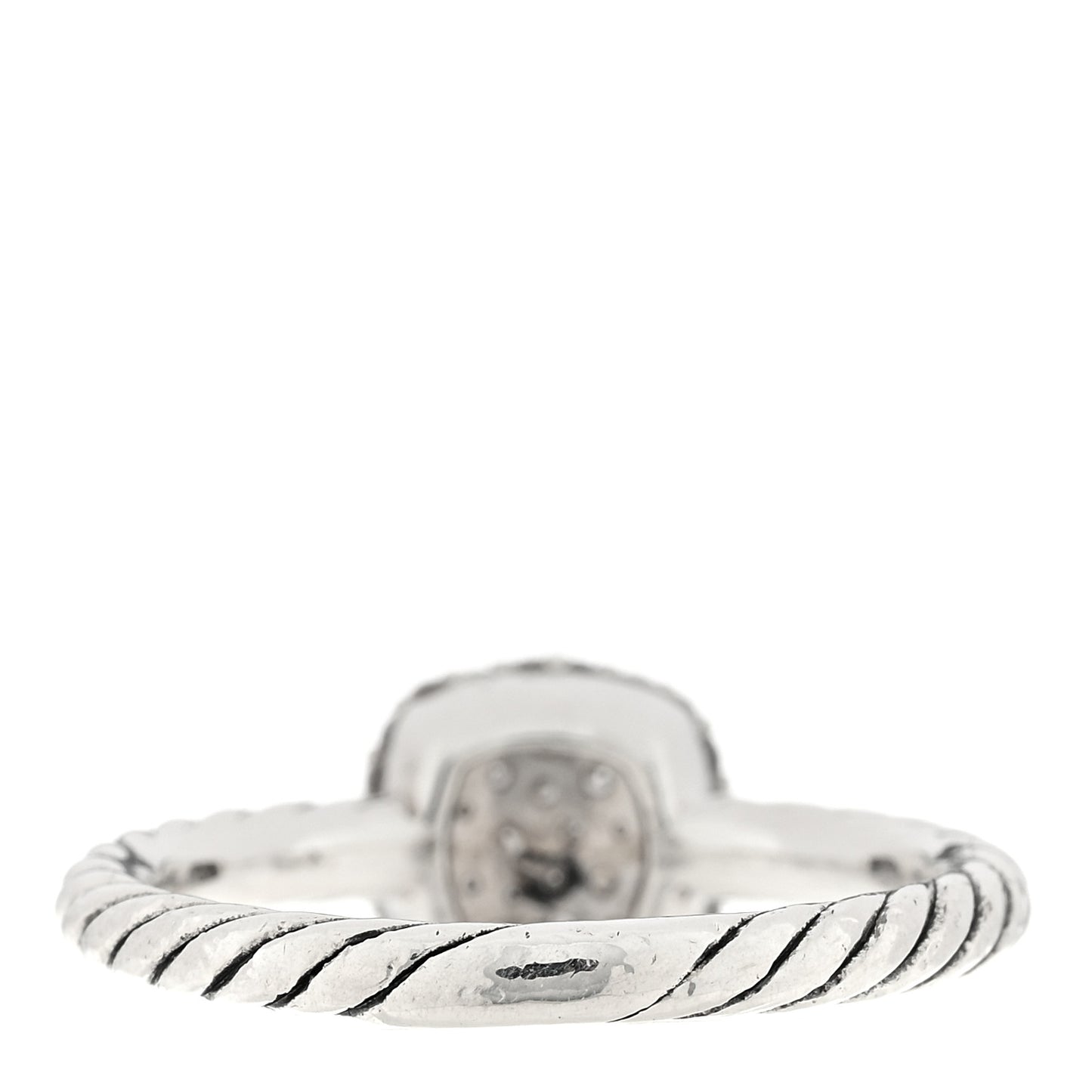 Sterling Silver Pave Diamond 8mm Petite Cushion Ring 50 5.25