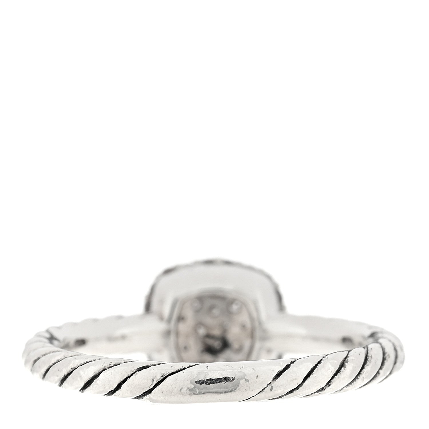 David Yurman Sterling Silver Pave Diamond 8mm Petite Cushion Ring 50 5.25 3 of 4