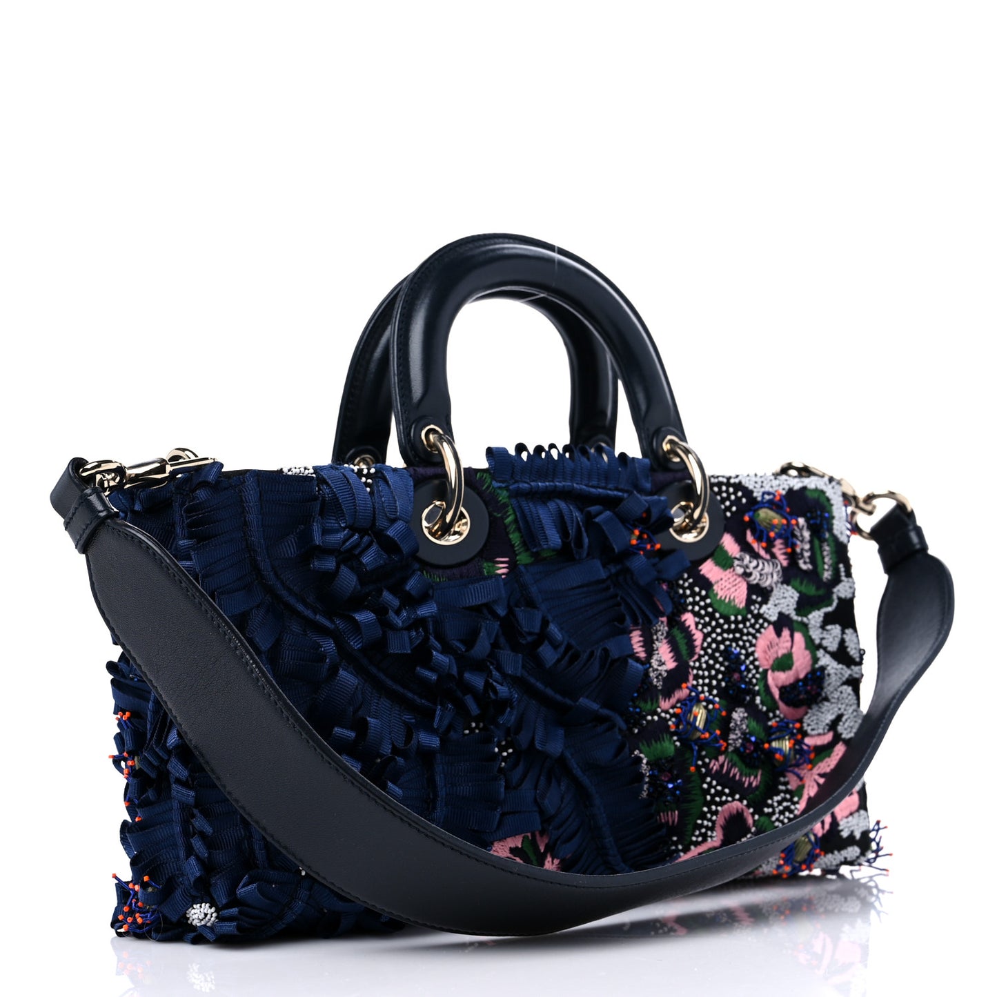 Ribbon Embroidered Beaded Floral Lady D-Joy Blue Multicolor