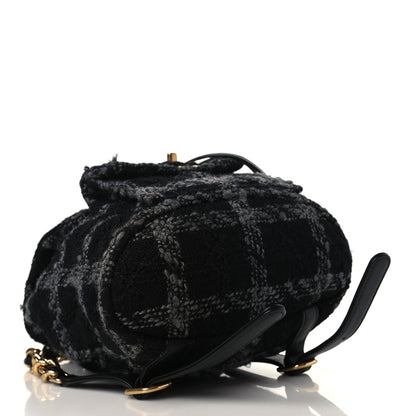 Chanel Wool Tweed Elegant Backpack Black Grey 4 of 10