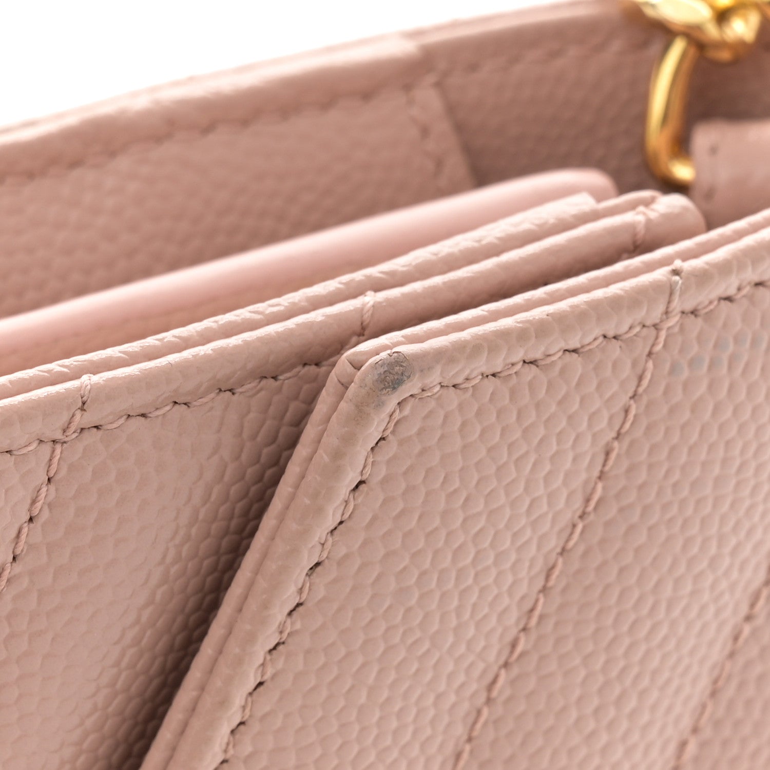 Saint Laurent Grain De Poudre Matelasse Chevron Monogram Chain Wallet Pale Blush 12 of 12