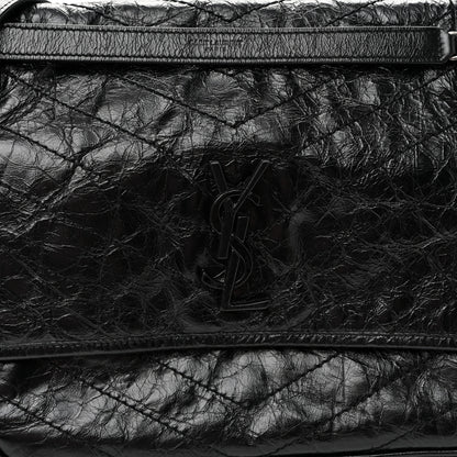 Saint Laurent Crinkled Calfskin Matelasse Monogram Large Niki Chain Satchel Black 7 of 11