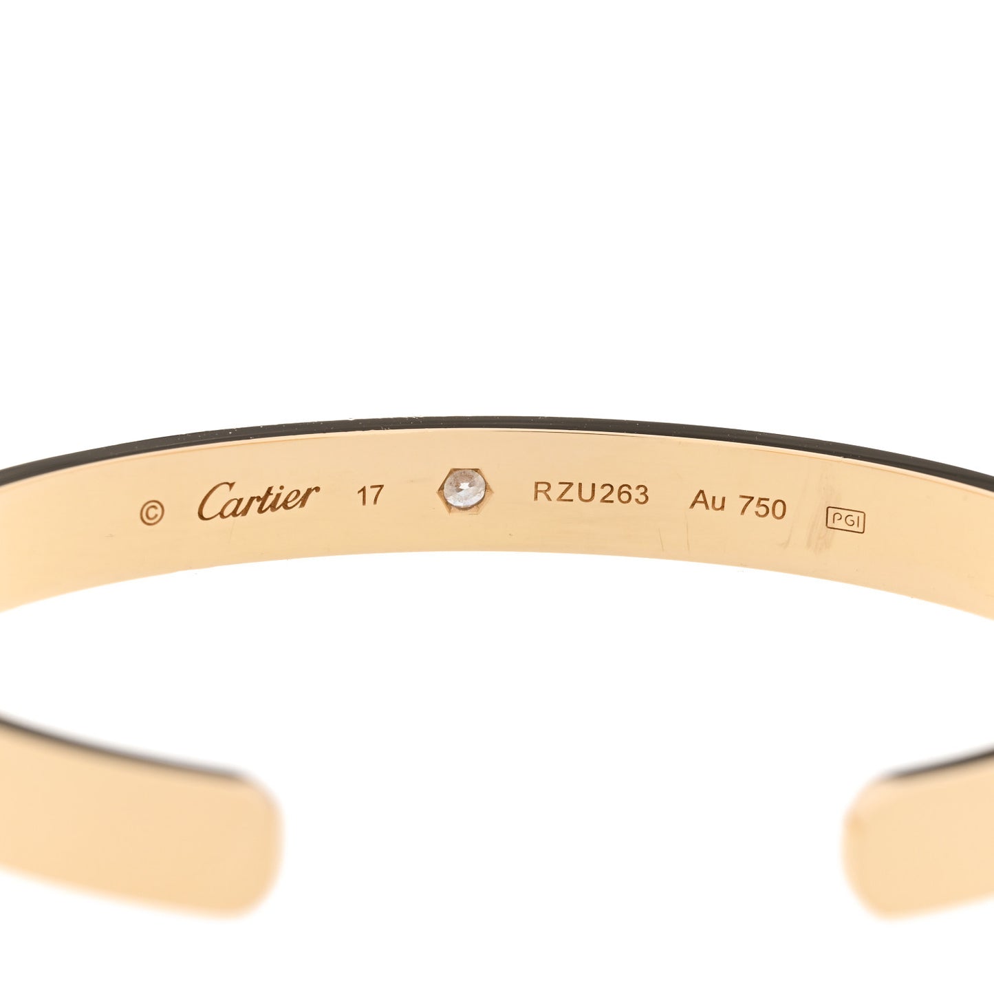 18K Yellow Gold 1 Diamond LOVE Cuff Bracelet 17
