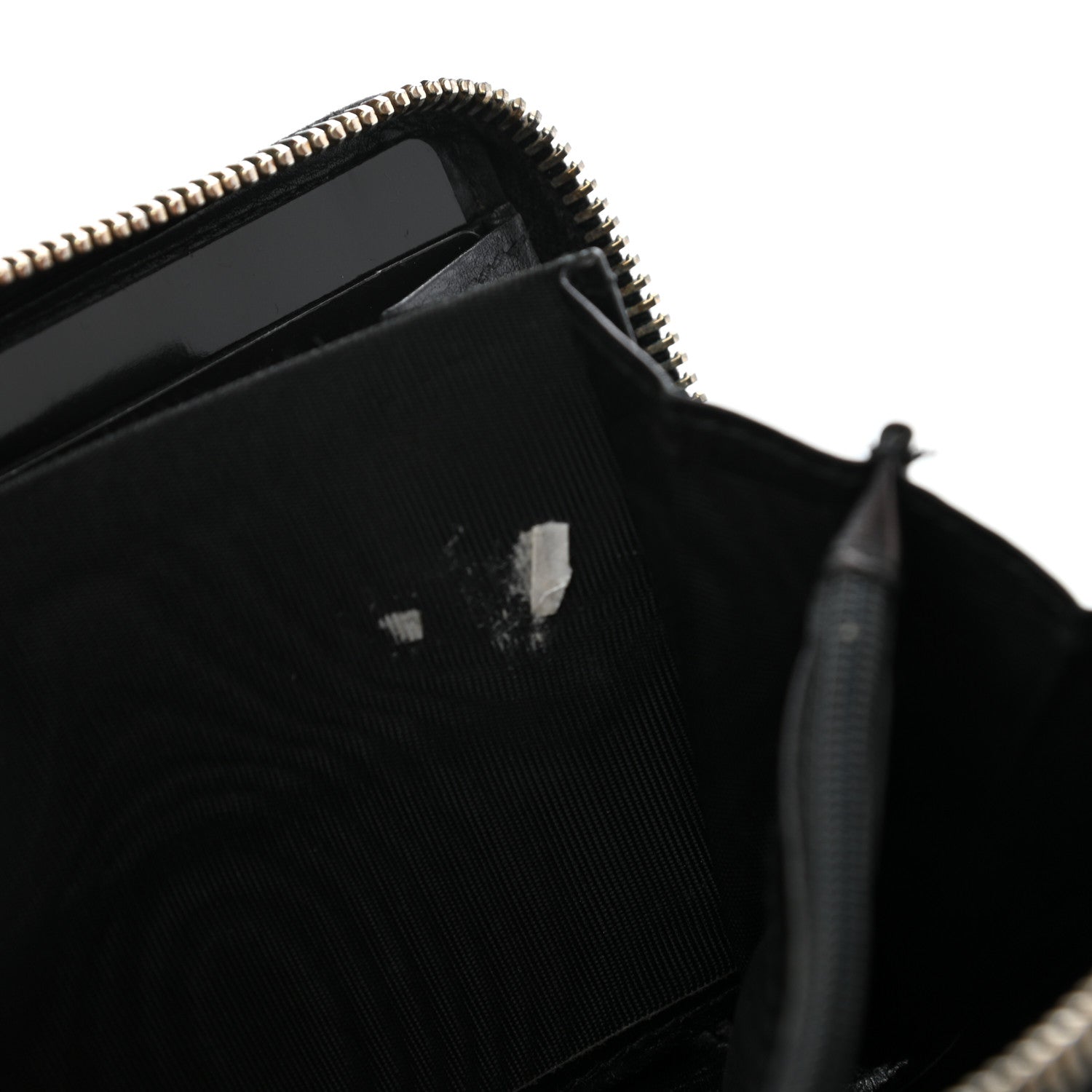 Saint Laurent Textured Patent Monogram Belle De Jour Zip Around Wallet Black 6 of 9