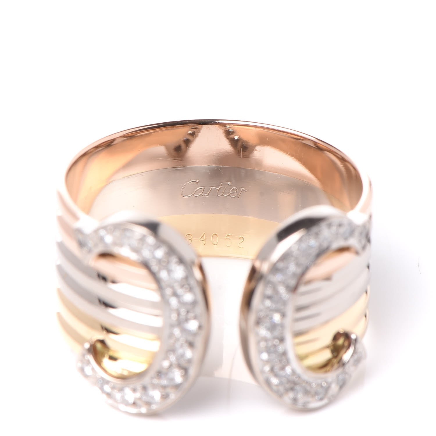 Cartier 18K Pink Yellow White Gold Diamond C De Ring 56 7 5 of 7