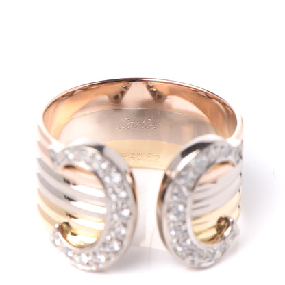 Cartier 18K Pink Yellow White Gold Diamond C De Ring 56 7 5 of 7