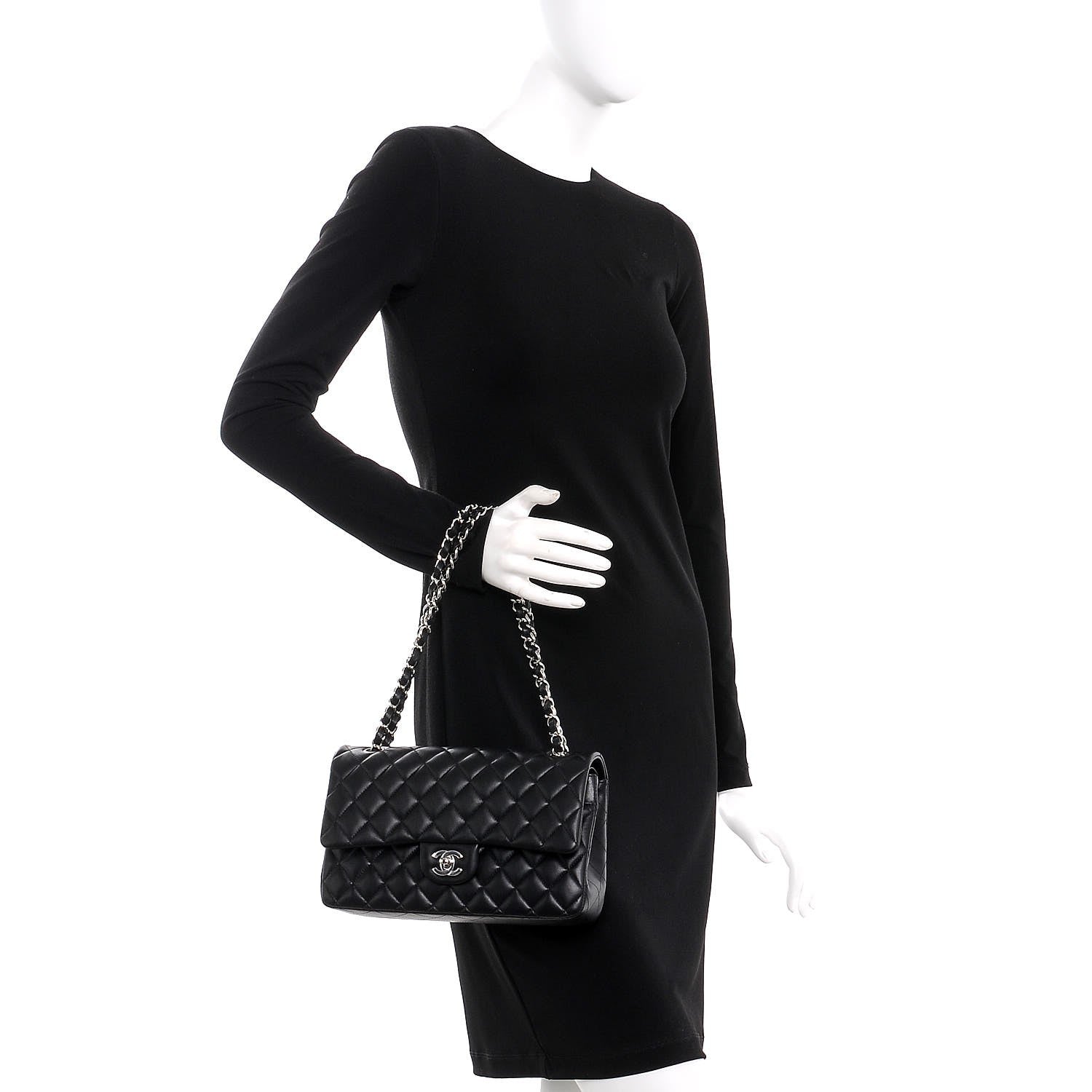 Chanel Lambskin Quilted Medium Double Flap Black 2 of 9
