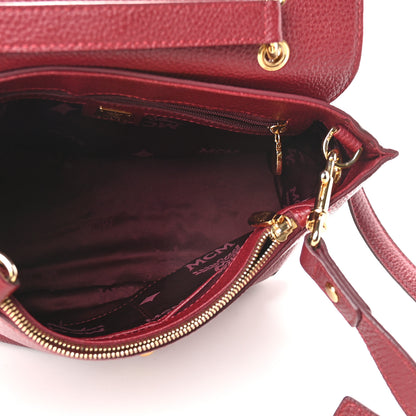 MCM Grained Calfskin First Lady Satchel Burgundy 5 of 8