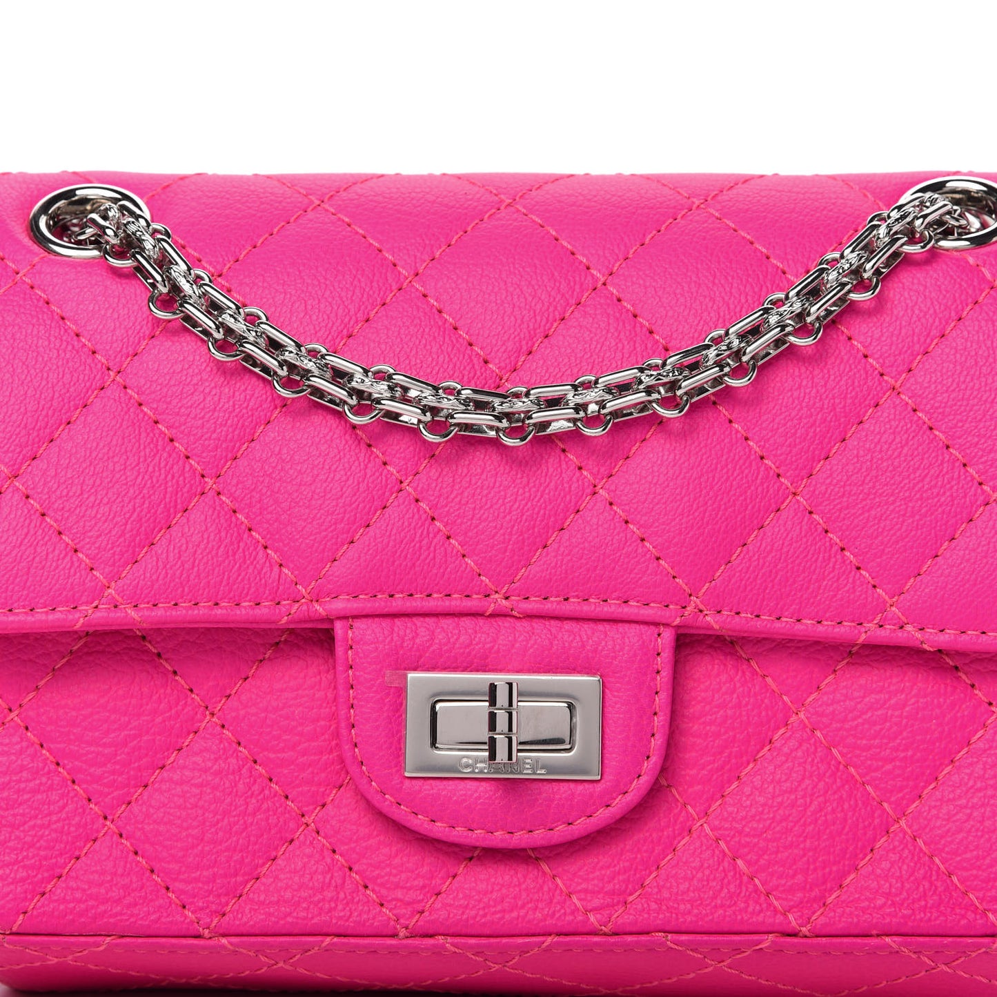 Goatskin Quilted 2.55 Reissue Mini Flap Fluorescent Pink