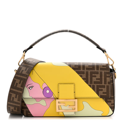 Fendi Glazed Fabric FF 1974 Hairdo Girls Inlay Baguette Mogano Panna Multicolor 1 of 10