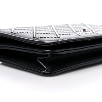 Chanel Lambskin Crystal Quilted Wallet On Chain WOC Black 9 of 15