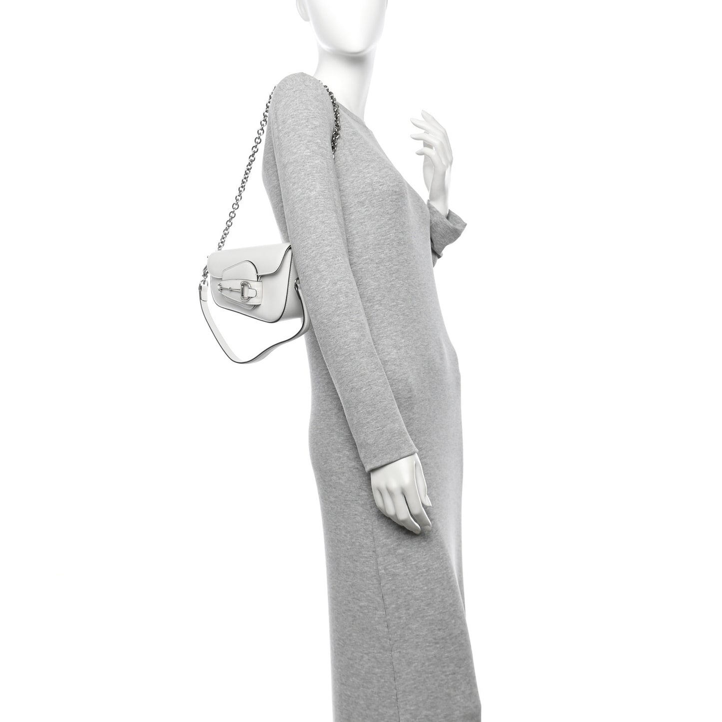 Demetra Mini Horsebit 1955 Asymmetric Shoulder Bag Great White
