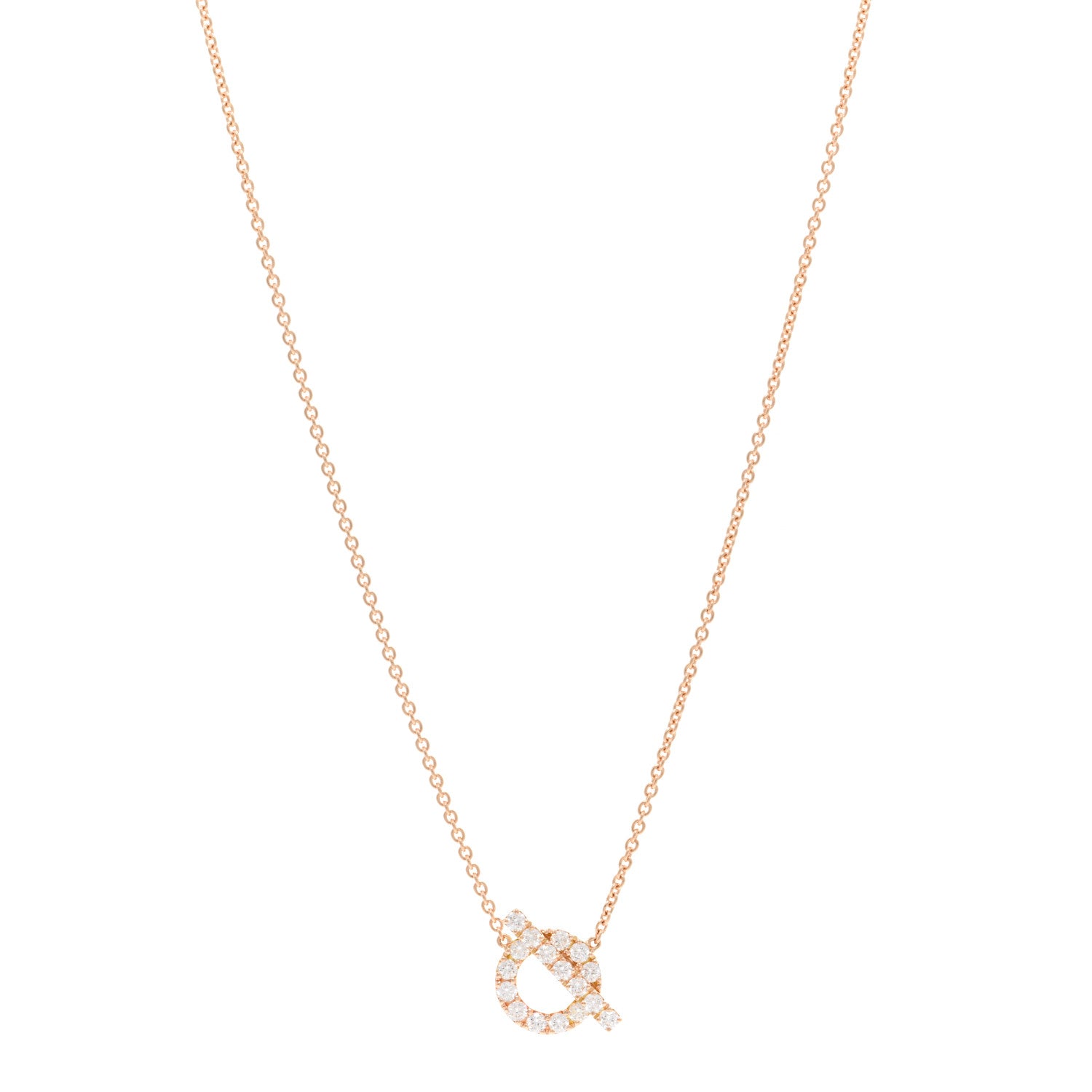 Hermes 18K Rose Gold Diamond Finesse Pendant Necklace 1 of 5