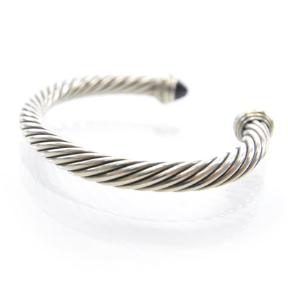 David Yurman Sterling Silver 14k Gold Amethyst Cable Cuff 1 of 6
