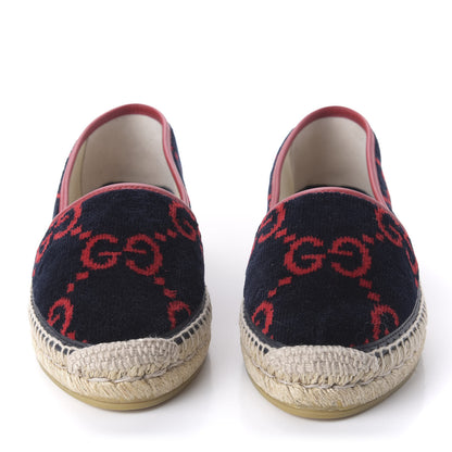 Gucci Terry Cloth GG Monogram Espadrilles 38 Blue Red 2 of 9