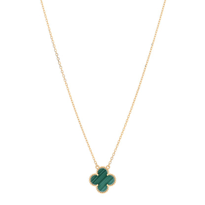 Van Cleef & Arpels 18K Yellow Gold Malachite Vintage Alhambra Pendant Necklace 1 of 5