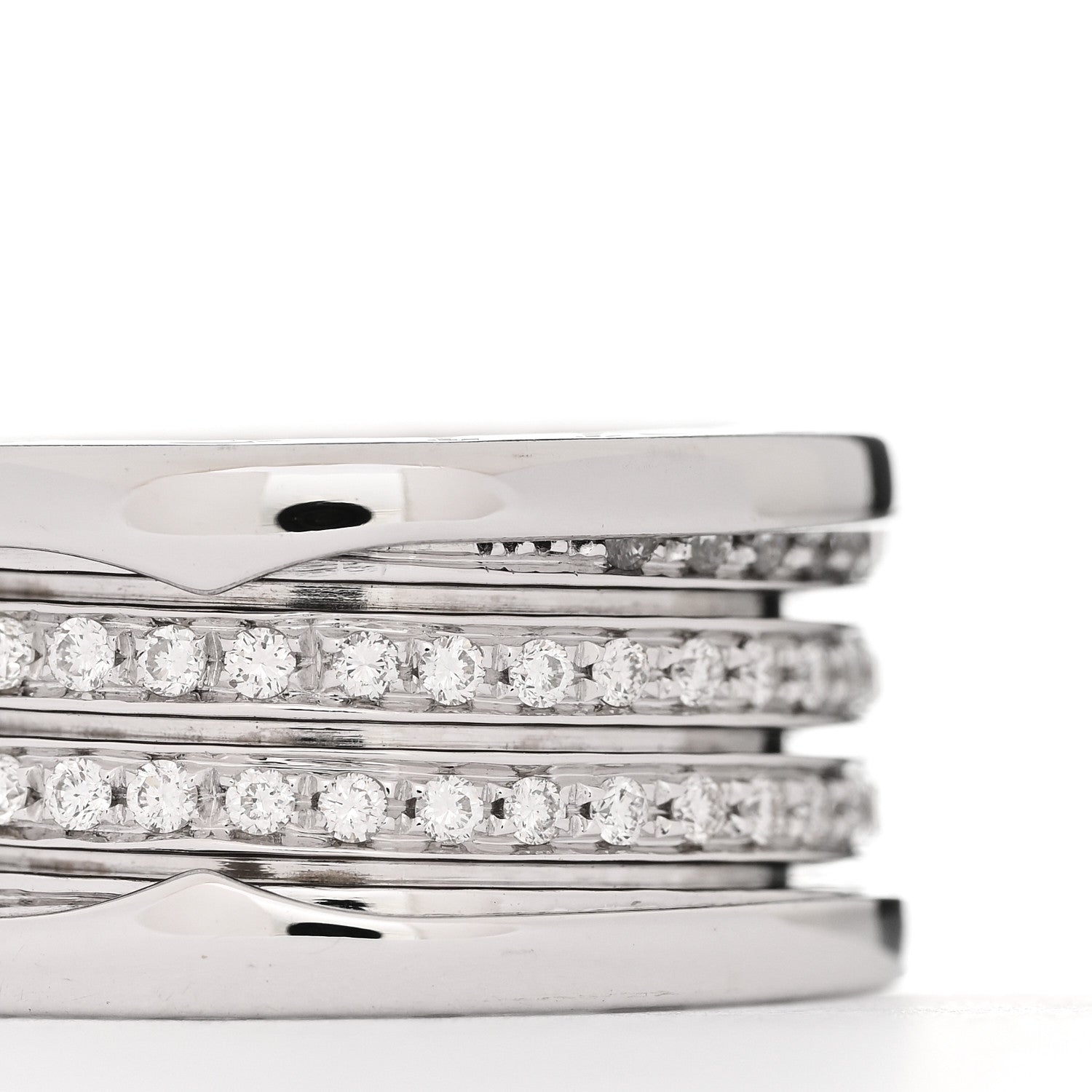 Bulgari 18K White Gold Diamond B.Zero1 Four-Band Full Pave Ring 53 6.25 7 of 8