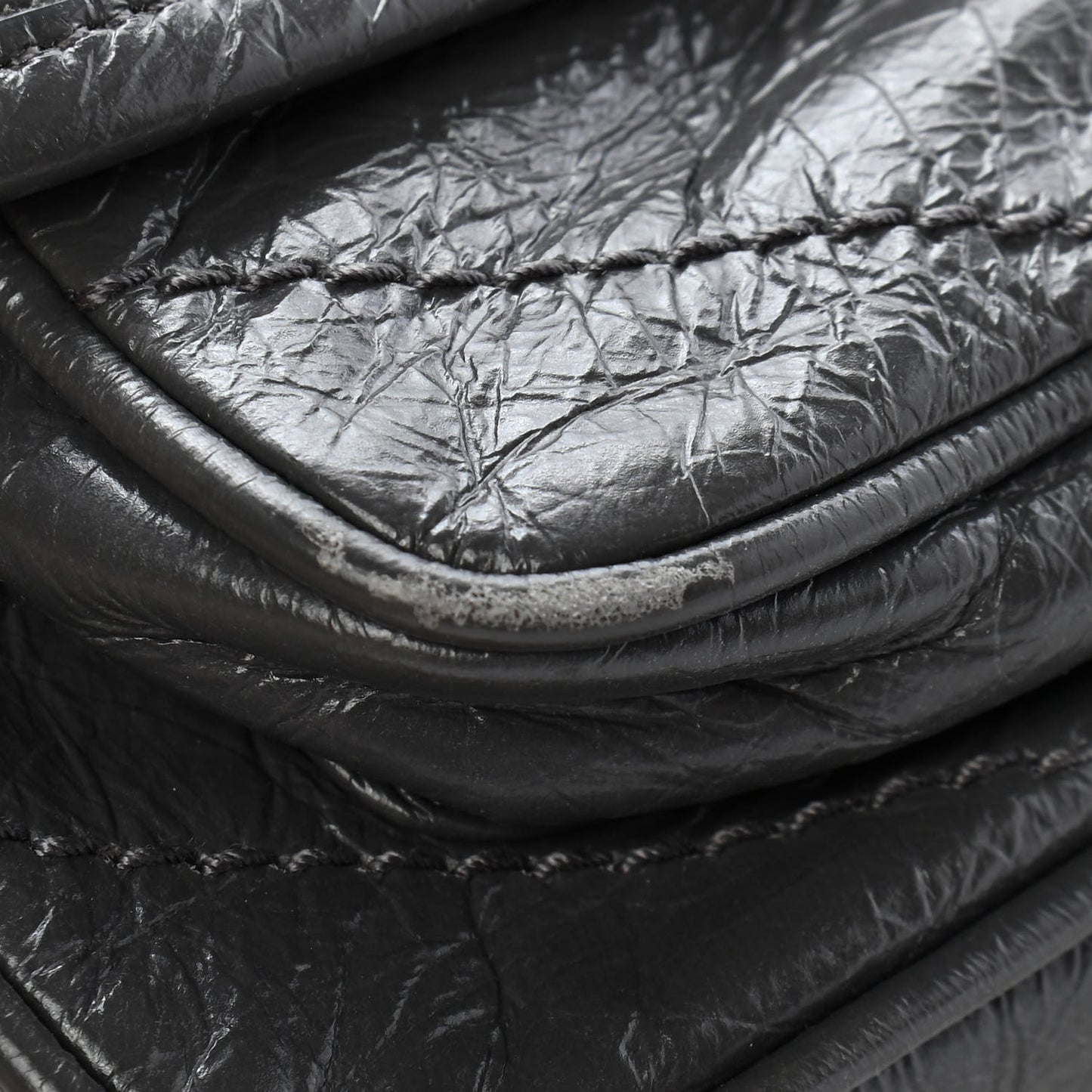 Crinkled Calfskin Matelasse Monogram Baby Niki Chain Satchel Storm