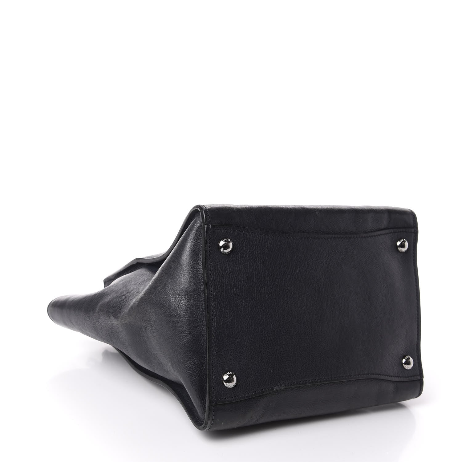 Prada Glace Calf Small Twin Pocket Tote Black 3 of 14