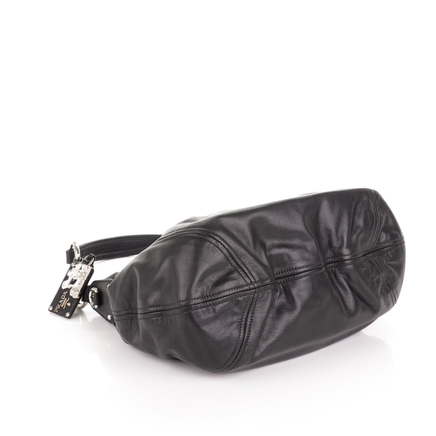 Soft Calf Pleated Hobo Nero Black