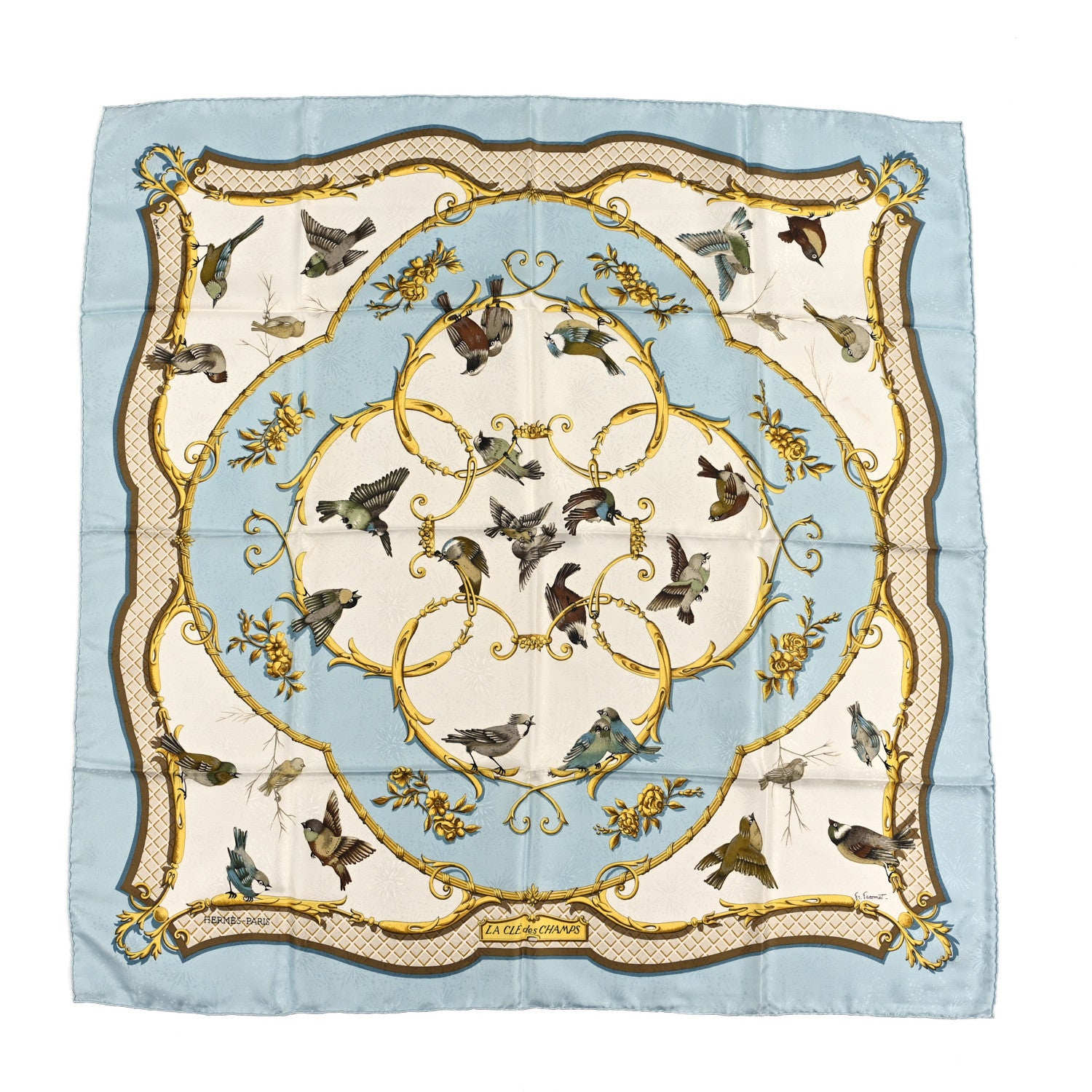 Hermes Jacquard Silk La Cle Des Champs Scarf 90 1 of 3