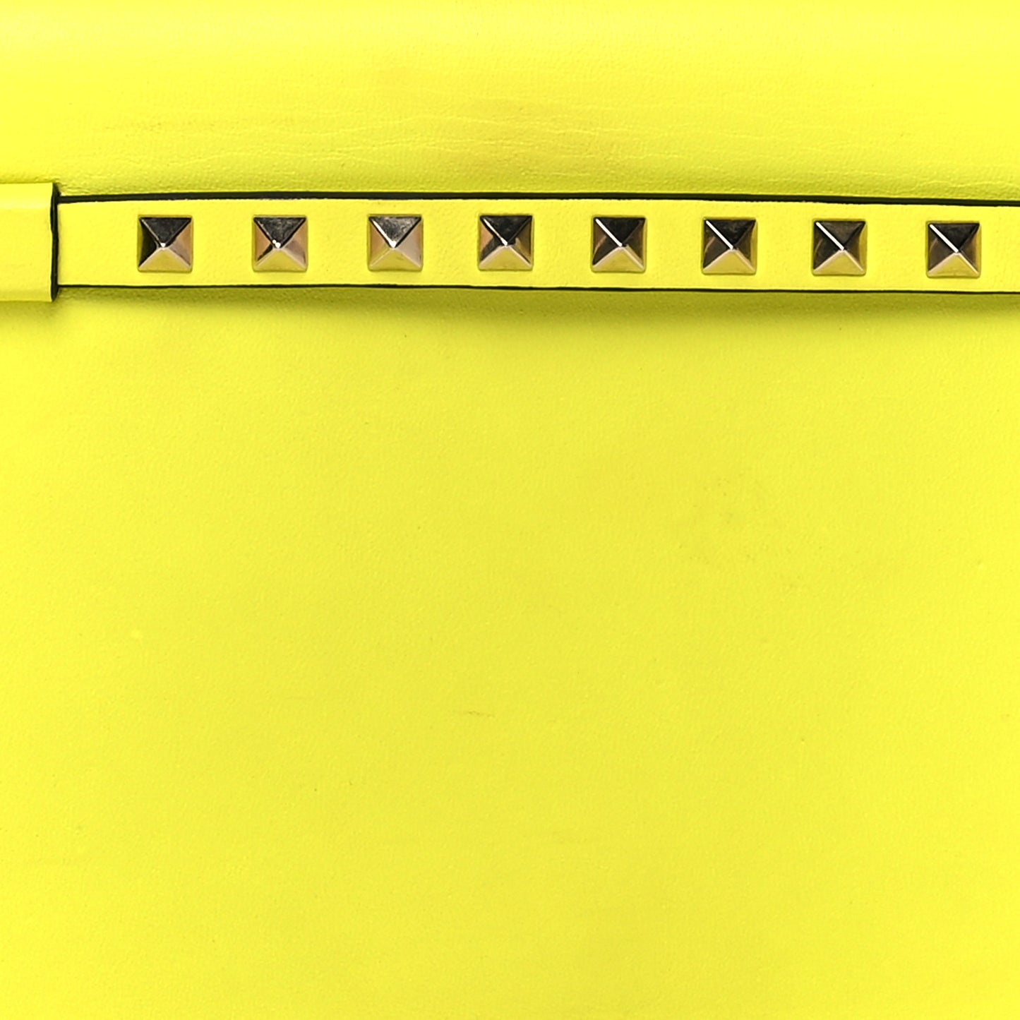 Nappa Rockstud Wristlet Clutch Yellow Fluo