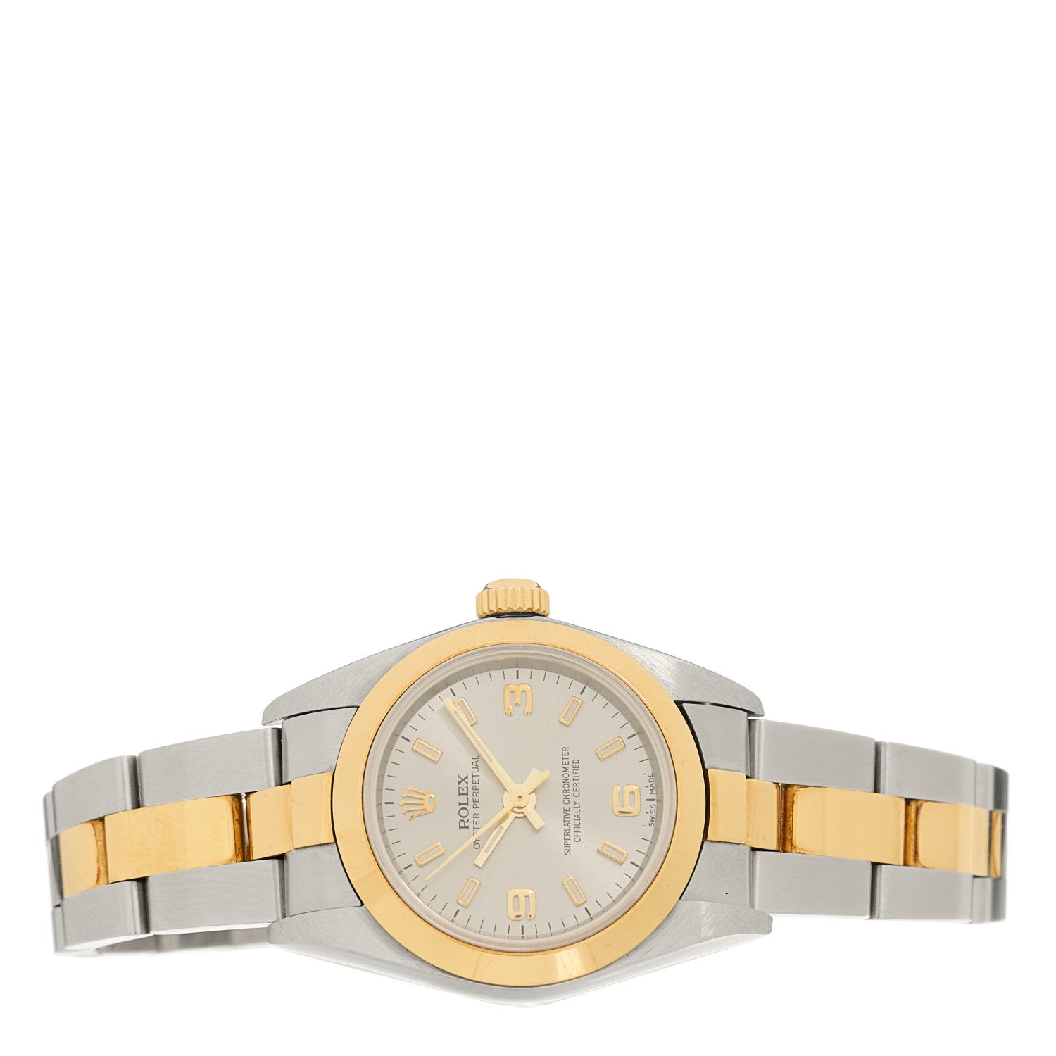 Rolex Stainless Steel 18K Yellow Gold 24mm Oyster Perpetual Watch Grey 76183 2 of 4