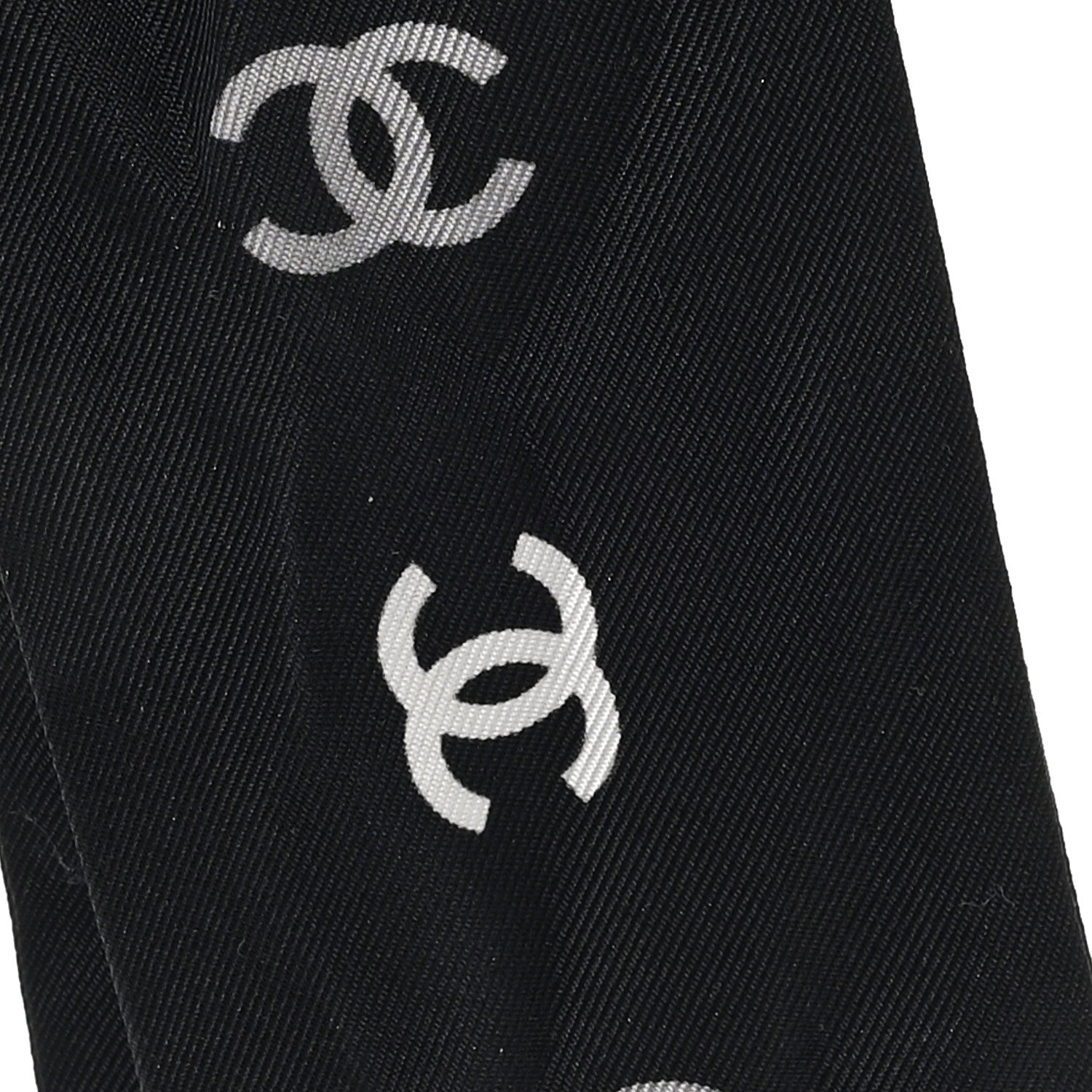 Chanel Silk CC Slim Bandeau Scarf Black Grey 3 of 3