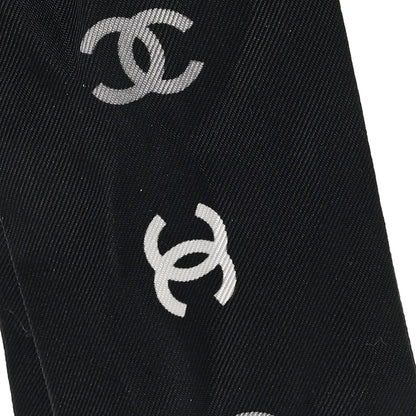 Chanel Silk CC Slim Bandeau Scarf Black Grey 3 of 3