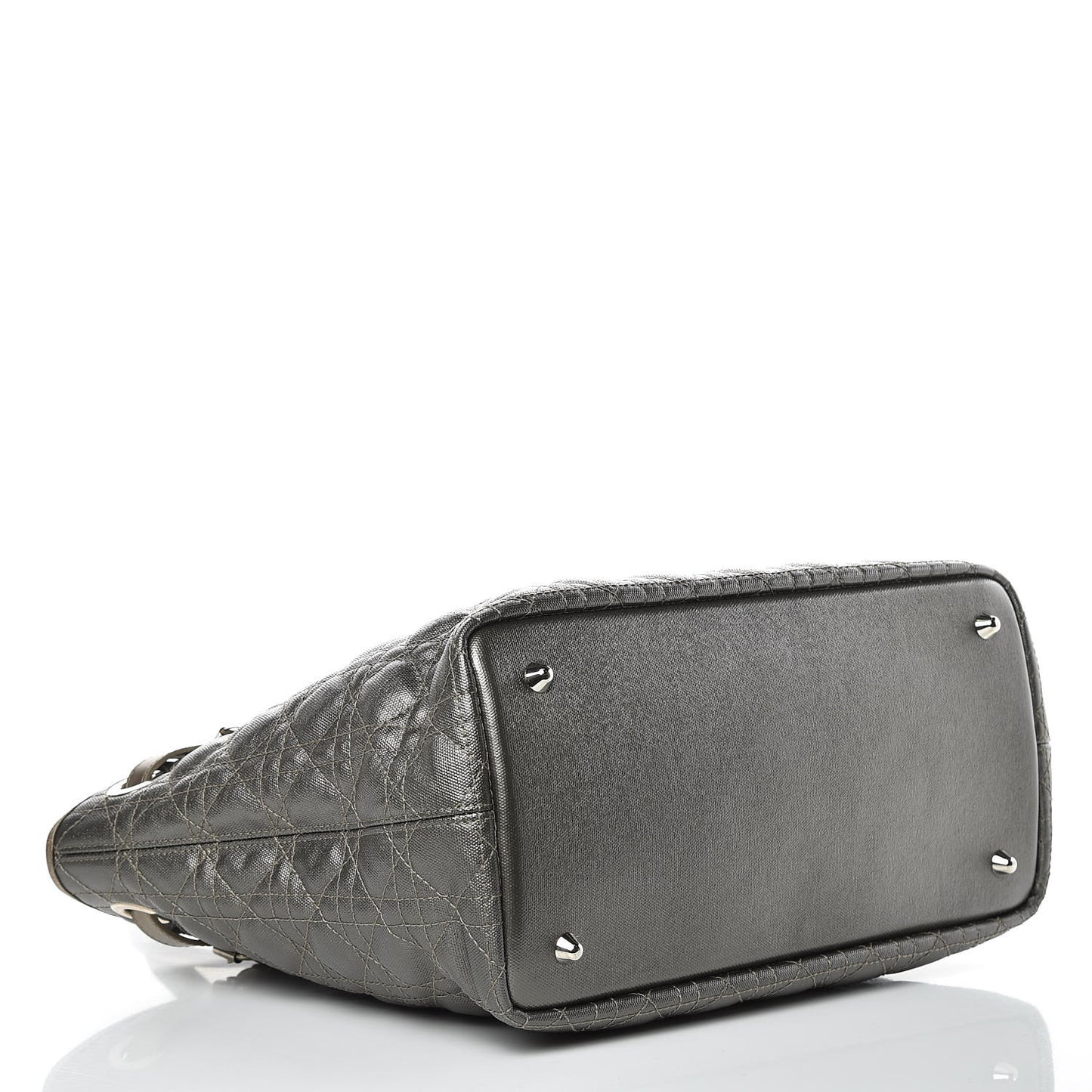 Coated Canvas Cannage Small Panarea Tote Grey