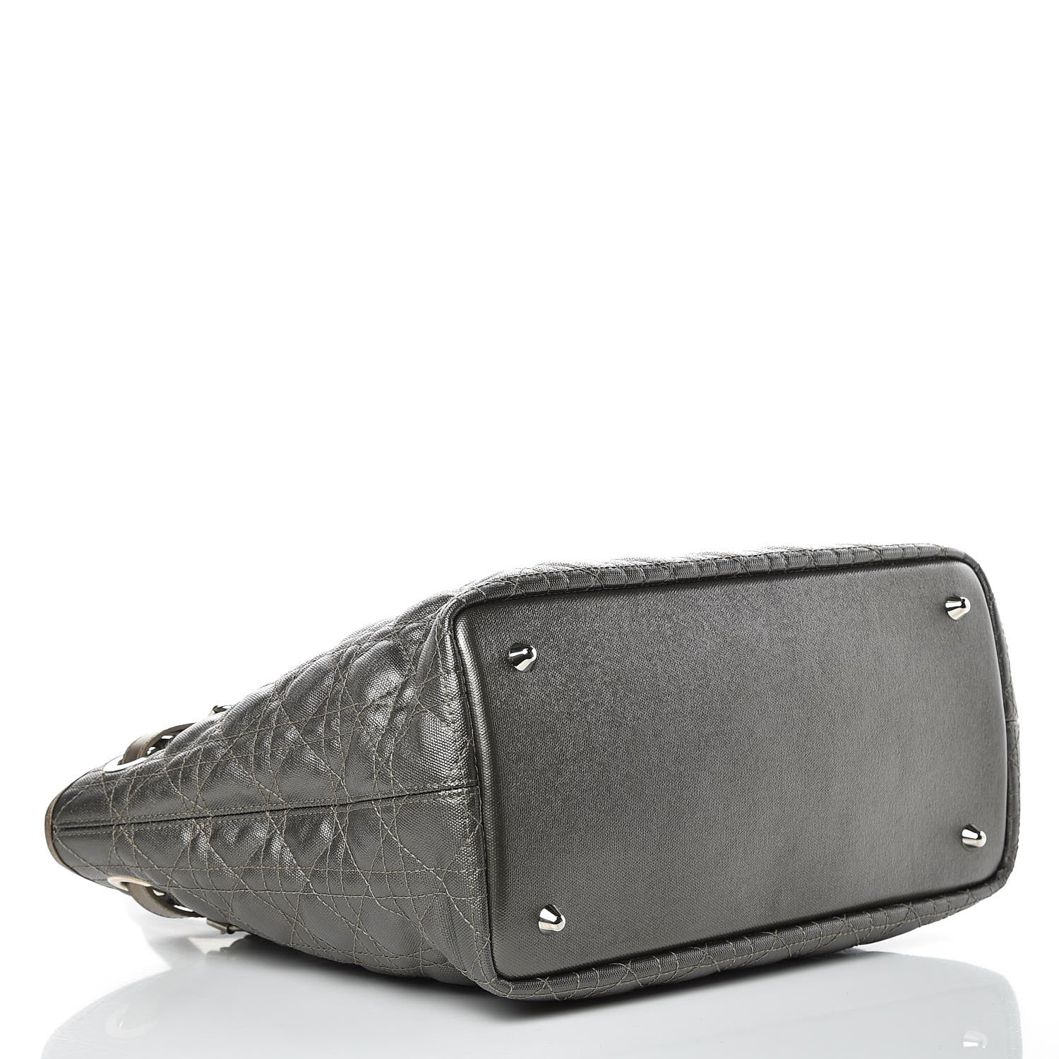 Christian Dior Coated Canvas Cannage Small Panarea Tote Grey 4 of 10