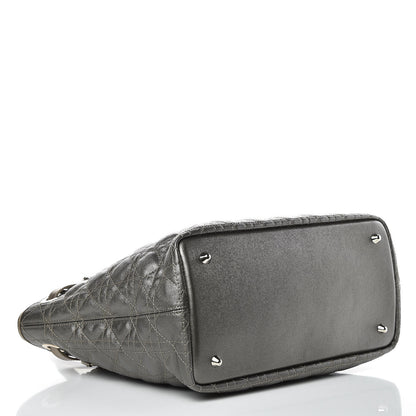 Christian Dior Coated Canvas Cannage Small Panarea Tote Grey 4 of 10