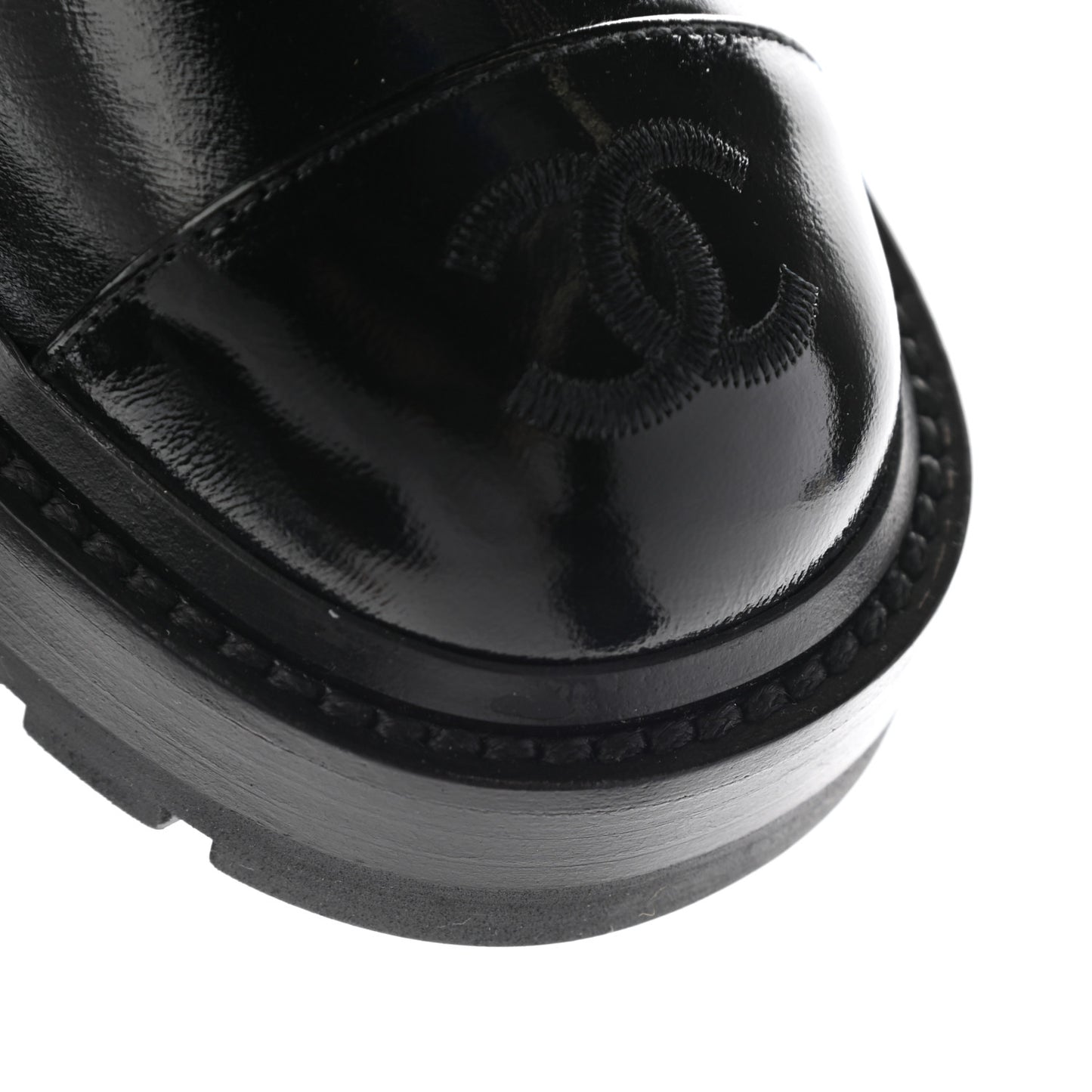 Shiny Lambskin Quilted Lace Up Combat Boots 35 Black