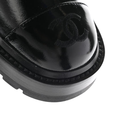Chanel Shiny Lambskin Quilted Lace Up Combat Boots 35 Black 12 of 12