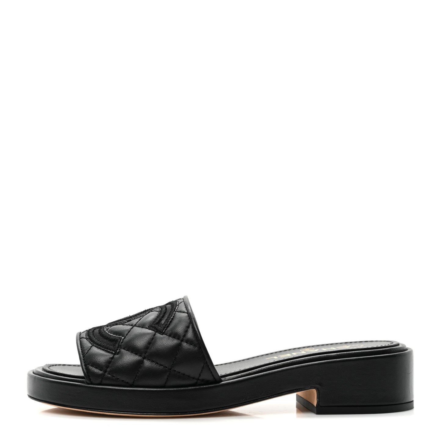 Lambskin Quilted CC Mules 38 Black