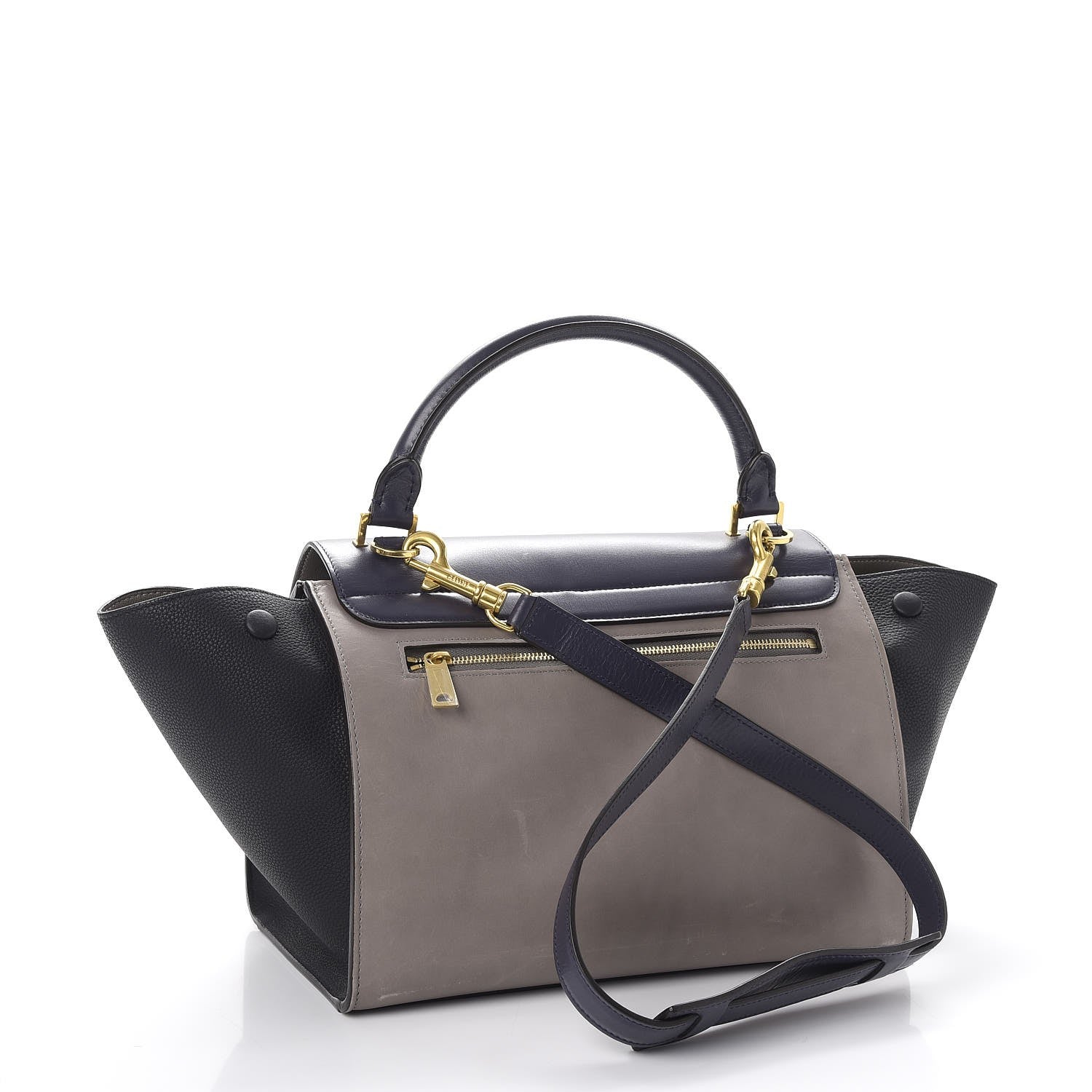 Celine Sleek Calfskin Small Tri-Color Trapeze Dark Blue 4 of 17
