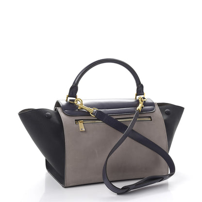 Celine Sleek Calfskin Small Tri-Color Trapeze Dark Blue 4 of 17