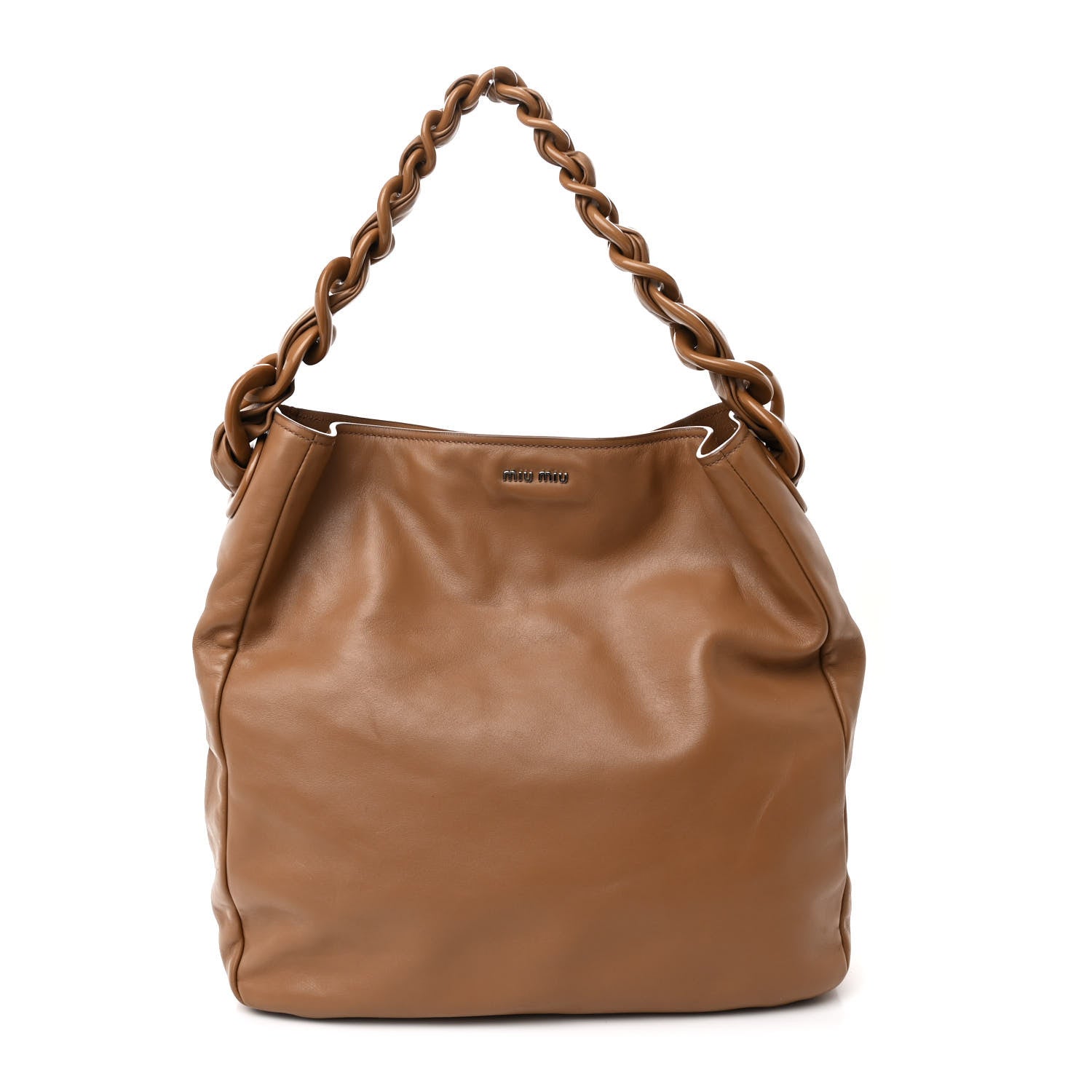 Miu Miu Soft Calf Chain Hobo Caramel 1 of 12