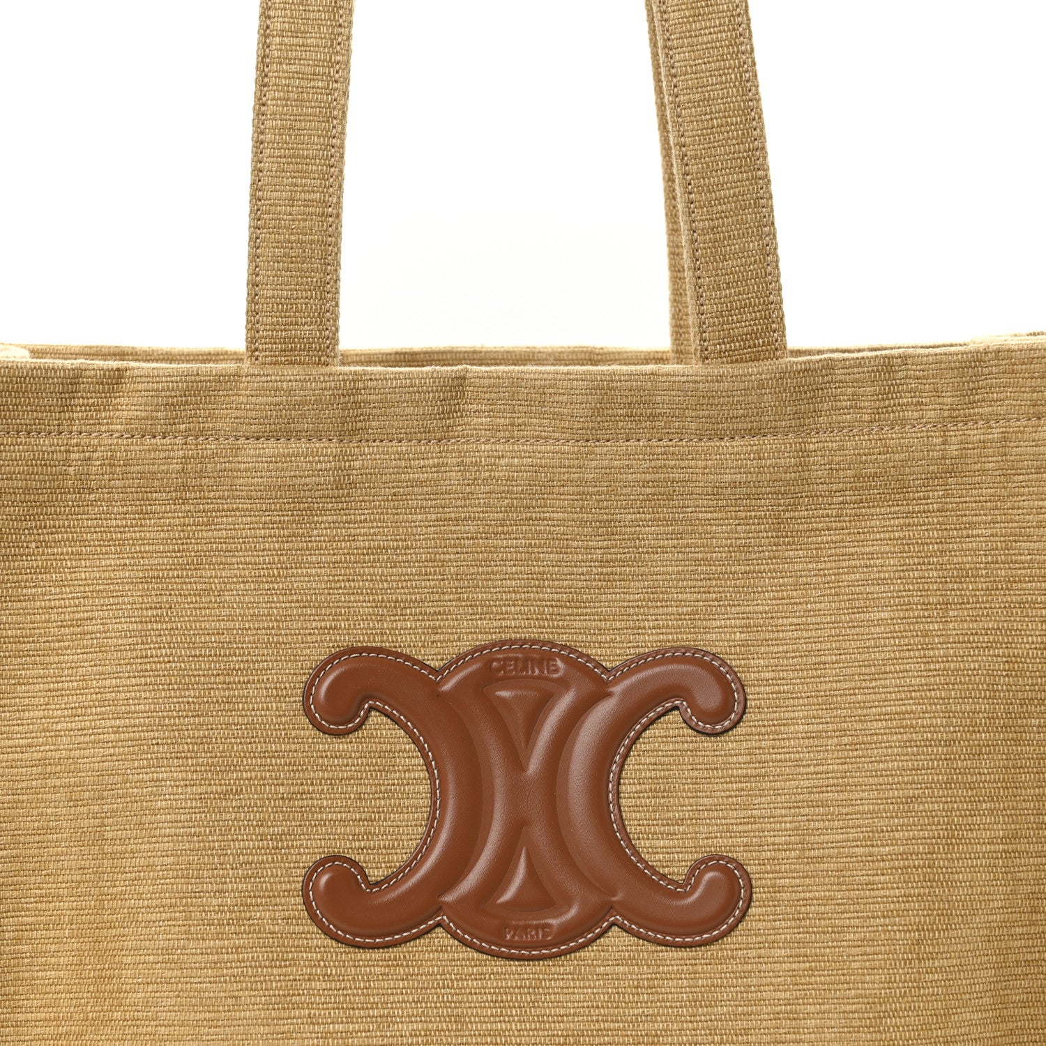 Celine Canvas Calfskin Triomphe Large Cabas Thais Natural Tan