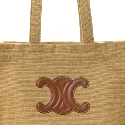 Celine Canvas Calfskin Triomphe Large Cabas Thais Natural Tan 7 of 10