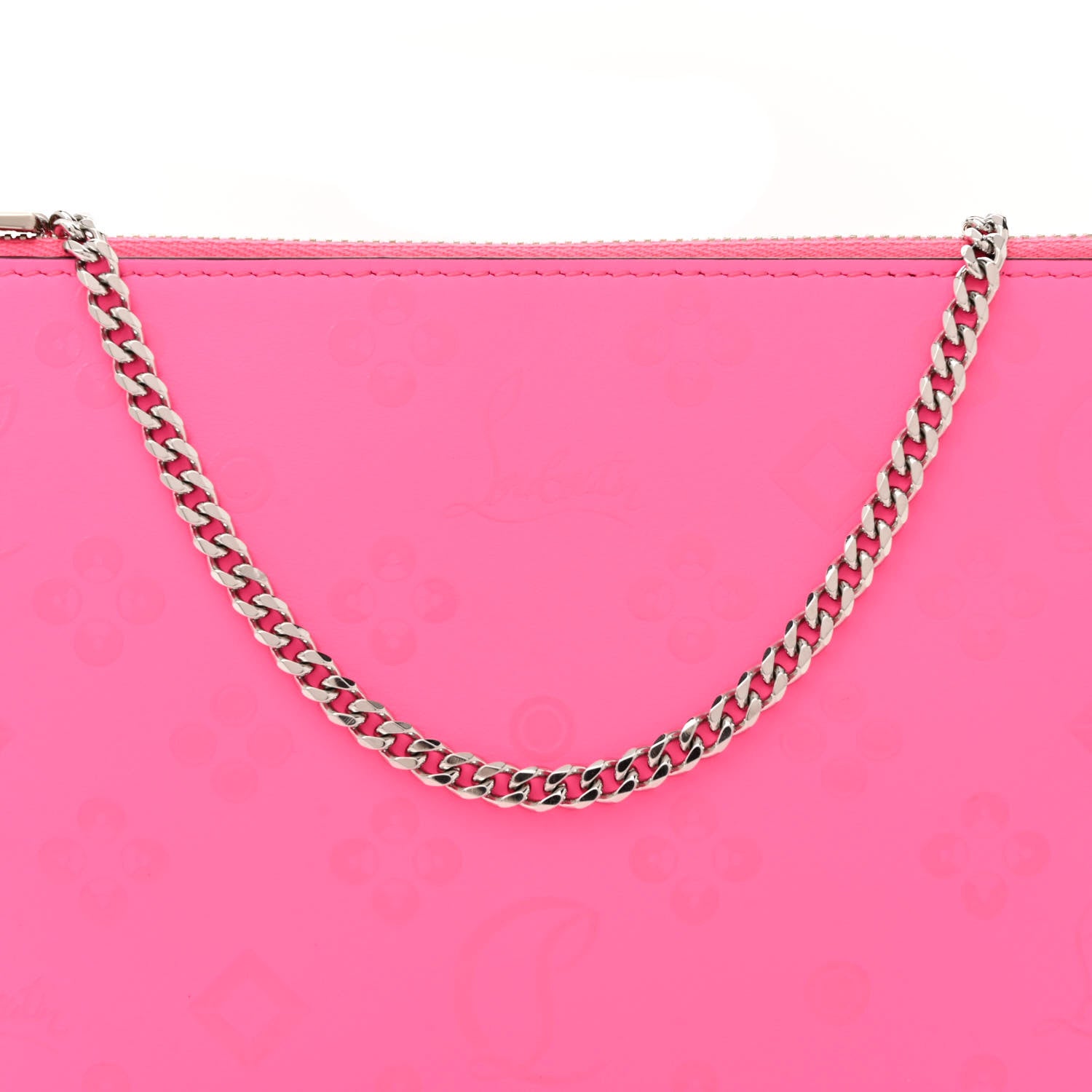 Christian Louboutin Calfskin Loubila Loubinthesky Chain Clutch Fluo Pink 7 of 11