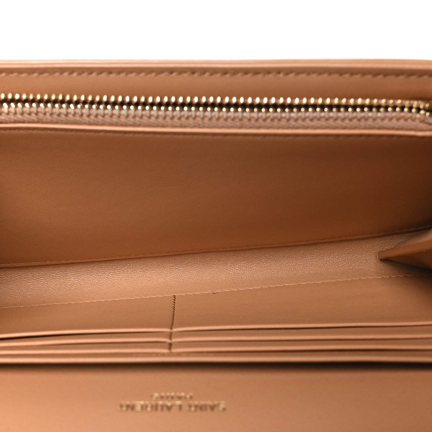 Saint Laurent Calfskin Canvas Le Maillon Chain Wallet Tan 5 of 9