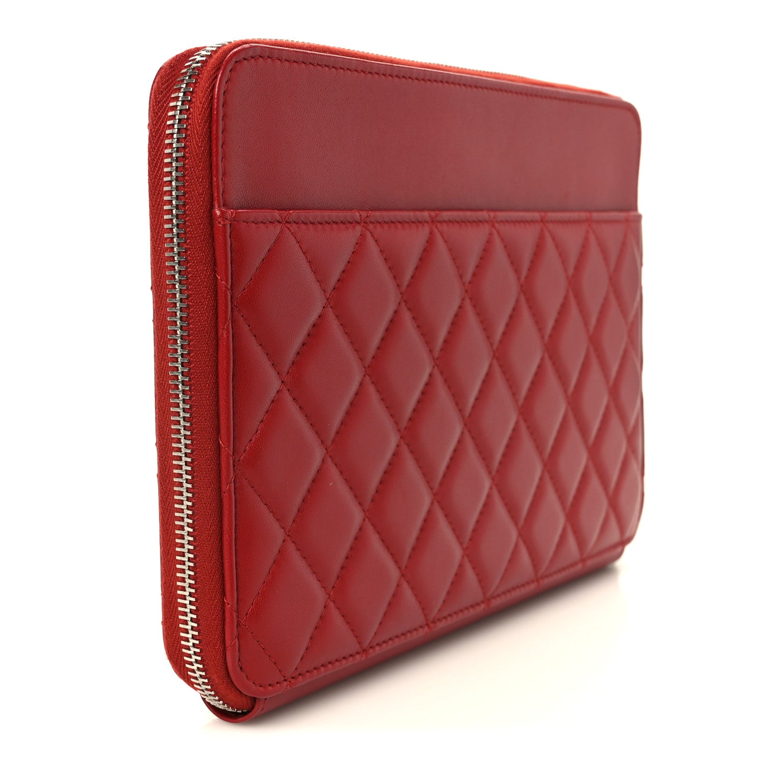 Chanel Lambskin Quilted Travel Case Red 3 of 10