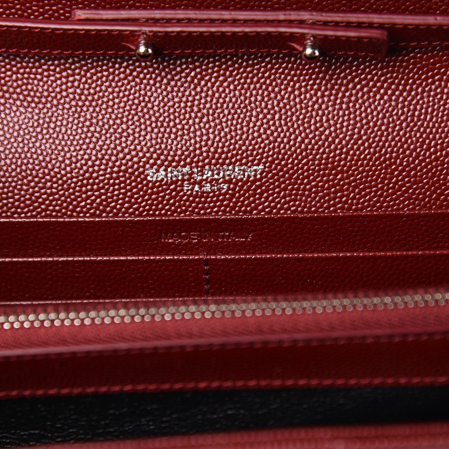 Grain De Poudre Matelasse Chevron Monogram Chain Wallet Palissandre