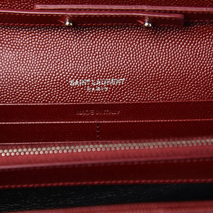 Saint Laurent Grain De Poudre Matelasse Chevron Monogram Chain Wallet Palissandre 6 of 9