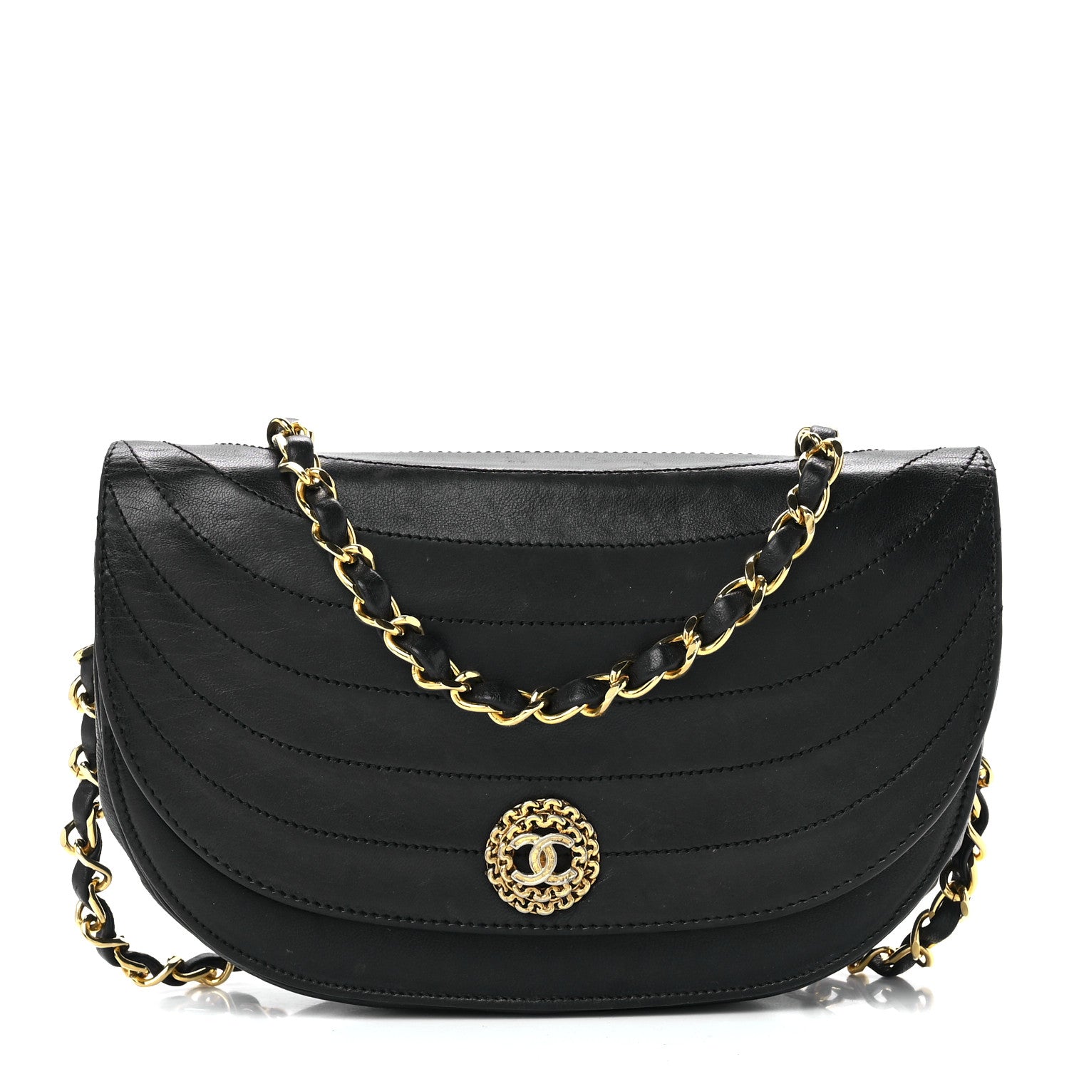Chanel Lambskin Ribbon Stitched Small Single Flap Black 1 of 12