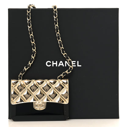 Chanel Metal Resin Lambskin Flap Bag Long Necklace Gold Black 5 of 5
