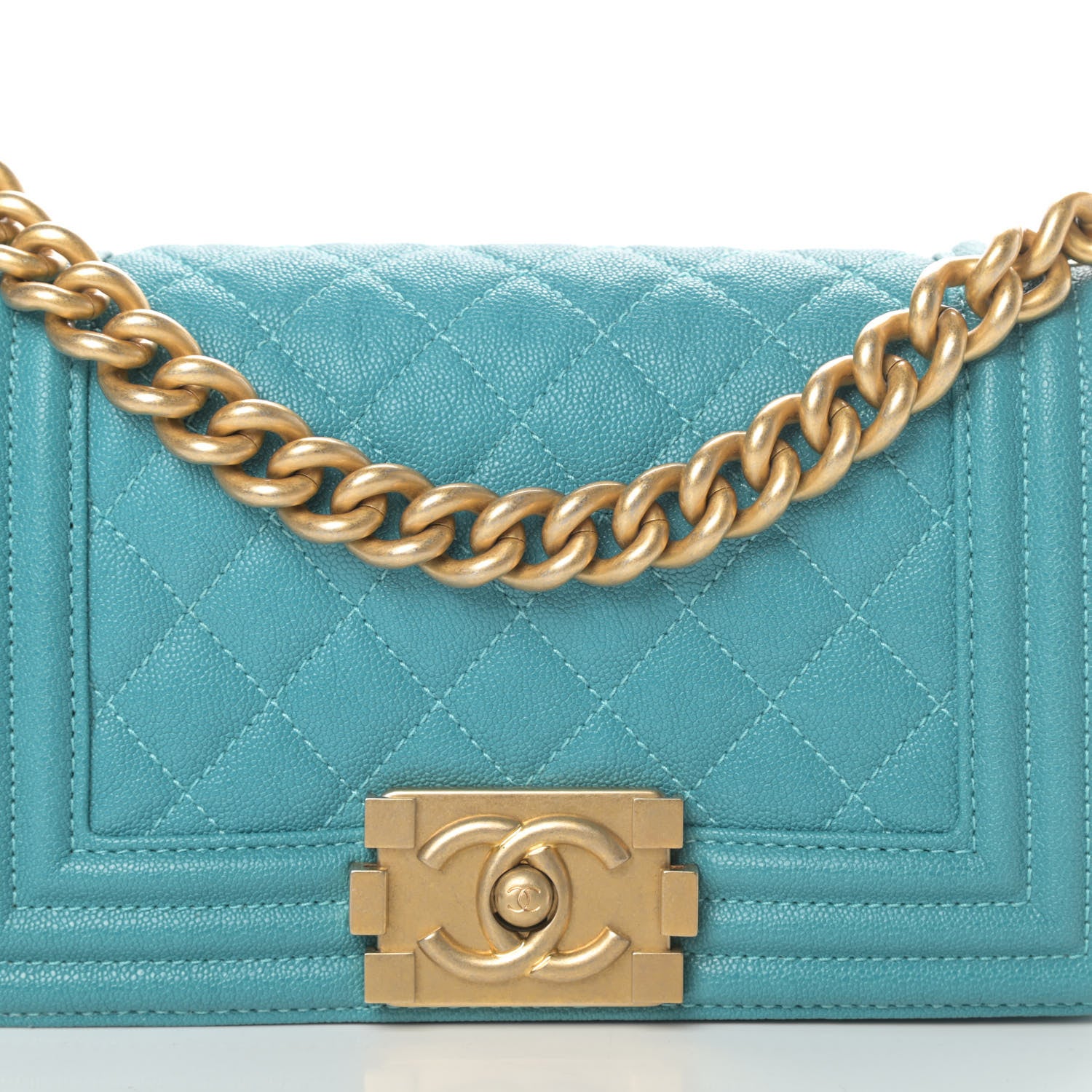Chanel Caviar Quilted Small Boy Flap Turquoise 8 of 11