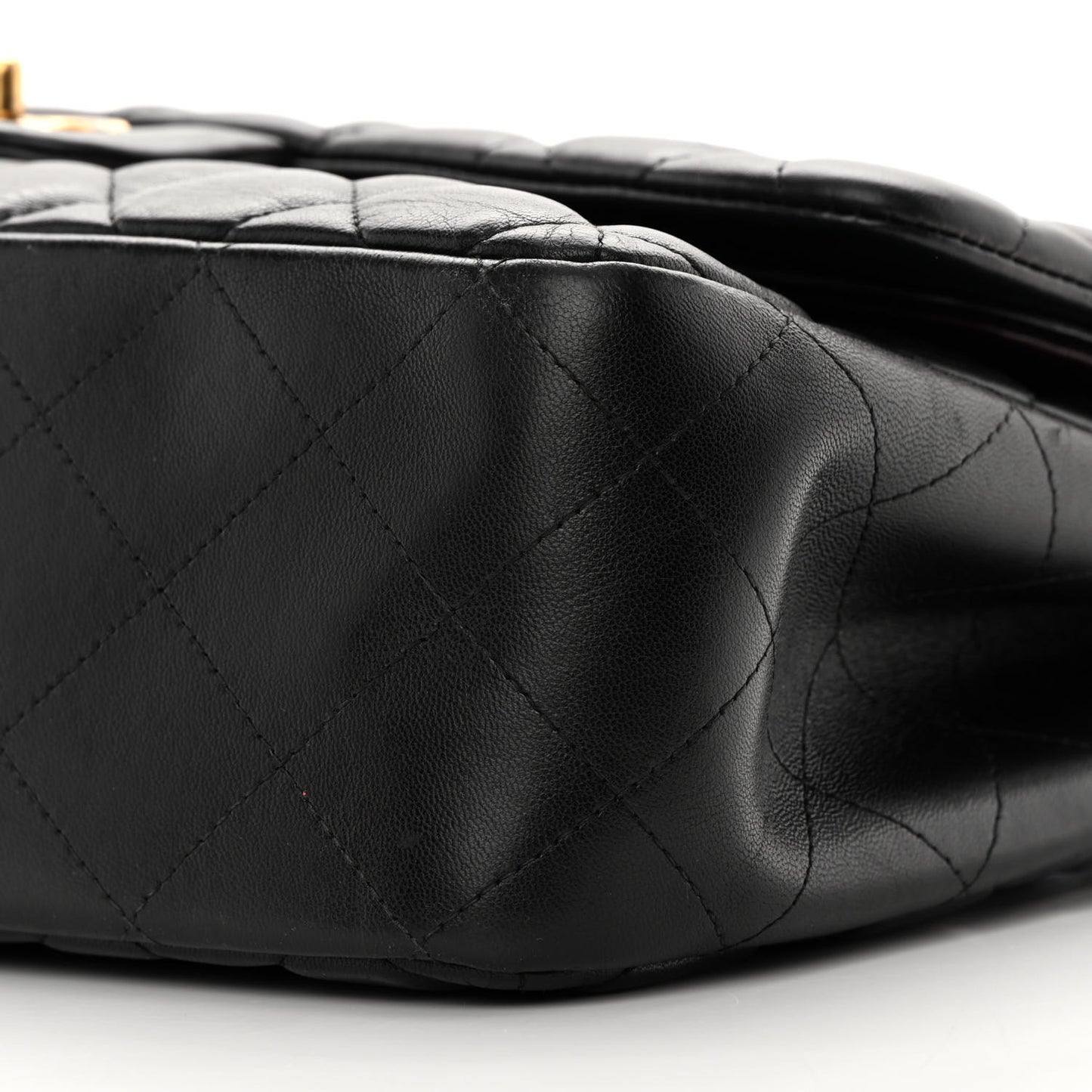 Lambskin Quilted Jumbo Double Flap Black