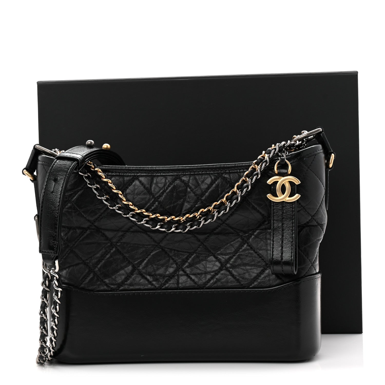 Chanel Aged Calfskin Quilted New Medium Gabrielle Hobo Black 12 of 12